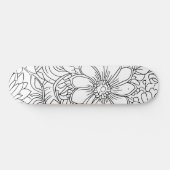 Zwart & Wit Bloemenschilderij Verf Je Eigen Deck Persoonlijk Skateboard (Horizontaal)