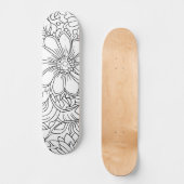 Zwart & Wit Bloemenschilderij Verf Je Eigen Deck Persoonlijk Skateboard (Voorkant)