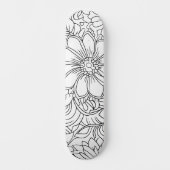 Zwart & Wit Bloemenschilderij Verf Je Eigen Deck Persoonlijk Skateboard (Voorkant)