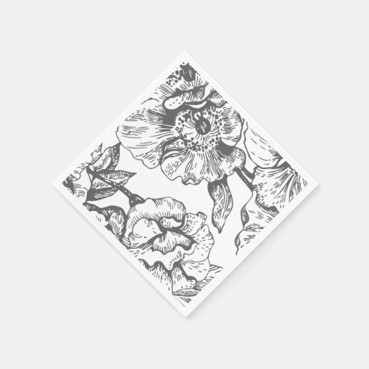 Zwart-wit  bloemenservetten servetten (Hoek)