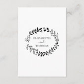 Zwart-wit bloemenslinger Huwelijksdetails Informatiekaartje (Achterkant)