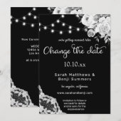 Zwart & wit bloemenspoor Kant Wijzigingsdatum Kaart (Voorkant / Achterkant)