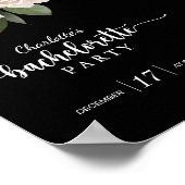 Zwart-wit bloemenvrijgezellenfeest poster (Hoek)