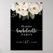 Zwart-wit bloemenvrijgezellenfeest poster (Voorkant)