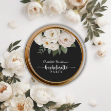 Zwart-wit bloemenvrijgezellenfeest