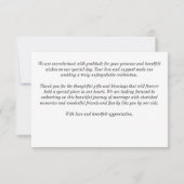 Zwart-wit  bloemetjes sierlijke bruiloft bedankkaart (Achterkant)