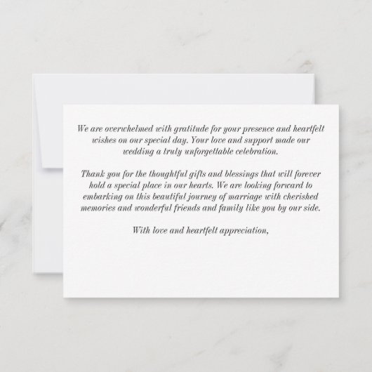 Zwart-wit  bloemetjes sierlijke bruiloft bedankkaart (Achterkant)