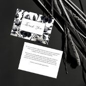 Zwart-wit  bloemetjes sierlijke bruiloft bedankkaart