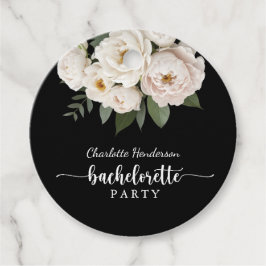 Zwart-Wit Bloemig Afscheid Als Vrijgezelle Feest Bedankjes Labels