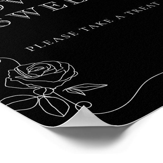 Zwart & Wit Bloemig Bruidsdiner Liefde is Zoet Poster (Hoek)