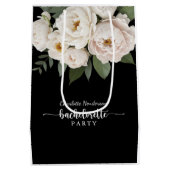 Zwart-Wit Bloemig Bruidsfeest Medium Cadeauzakje (Achterkant)