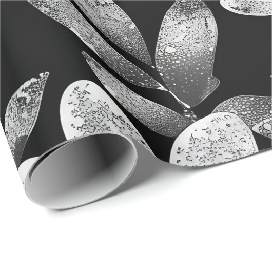 Zwart-wit bloemig cadeaupapier (Rol Hoek)