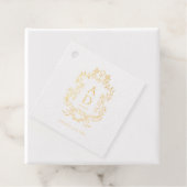 Zwart-wit bloemig huwelijksmonogram bedankjes labels (Met doos)