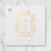 Zwart-wit bloemig huwelijksmonogram bedankjes labels (Voorkant)