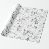 zwart-wit bloemig inpakpapier (Uitgerold)