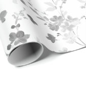 zwart-wit bloemig inpakpapier (Rol Hoek)