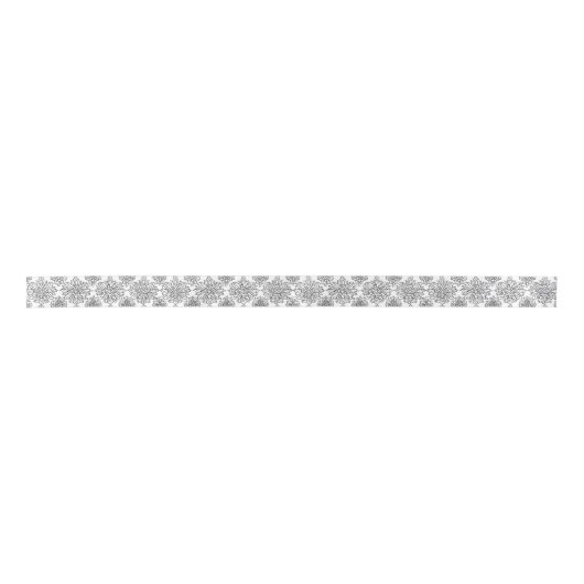 Zwart-wit bloemig kunstontwerp satijnen lint (Voorkant)