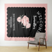 Zwart-wit bloemig vrijgezellenfeest wandkleed (In Situ (horizontaal))