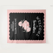 Zwart-wit bloemig vrijgezellenfeest wandkleed (Voorkant (horizontaal))