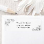 Zwart-wit bloemige Adresetiketten Etiket (Insitu)