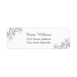 Zwart-wit bloemige Adresetiketten Etiket