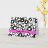 Zwart-wit bloemige verjaardagskaart kaart (Gele Bloem)