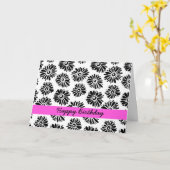 Zwart-wit bloemige verjaardagskaart kaart (Gele Bloem)