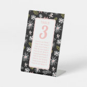 Zwart & wit bloemige zittabel # reclamebord met voetstuk (Voorkant)