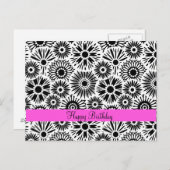 Zwart-wit bloemmotief ansichtkaart briefkaart (Voorkant / Achterkant)