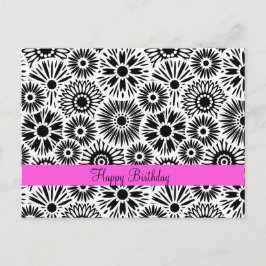 Zwart-wit bloemmotief ansichtkaart briefkaart