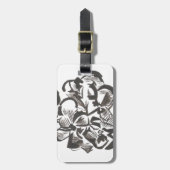 Zwart-wit bloemmotief bagagelabel (Voorkant verticaal)