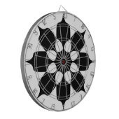 ZWART-WIT BLOEMMOTIEF DARTBORD (Voorkant Links)