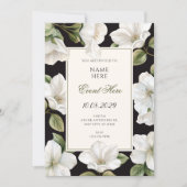 Zwart-wit bloemmotief elegant kaart (Voorkant)