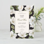 Zwart-wit bloemmotief elegant kaart (Staand voorkant)