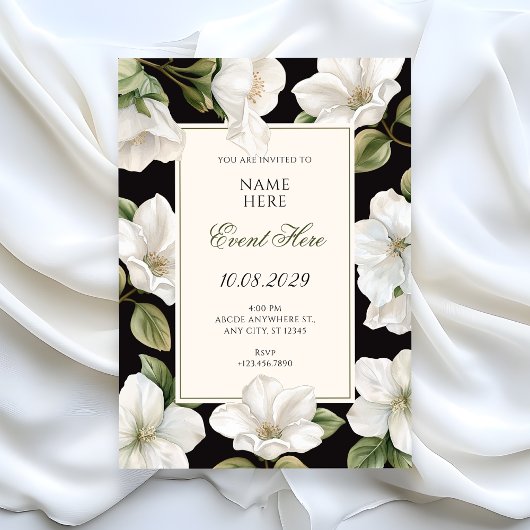 Zwart-wit bloemmotief elegant kaart