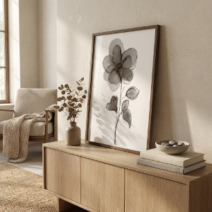 Zwart-wit bloemmotief elegant stijlvol esthetisch poster