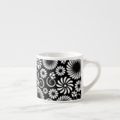 Zwart-wit bloemmotief espressokopje espresso kop (Rechts)