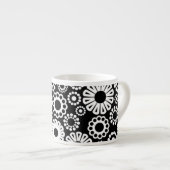 Zwart-wit bloemmotief espressokopje espresso kop (Voorkant rechts)
