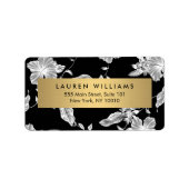  zwart-wit bloemmotief etiket (Voorkant)