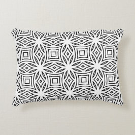 Zwart-wit bloemmotief geometrisch patroon accent kussen
