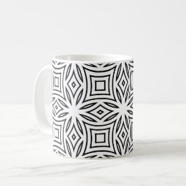Zwart-wit bloemmotief geometrisch patroon koffiemok