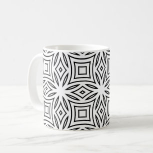 Zwart-wit bloemmotief geometrisch patroon koffiemok