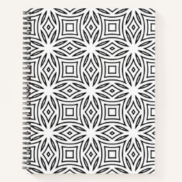 Zwart-wit bloemmotief geometrisch patroon notitieboek