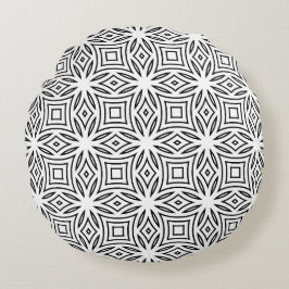 Zwart-wit bloemmotief geometrisch patroon rond kussen