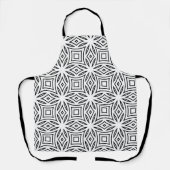 Zwart-wit bloemmotief geometrisch patroon schort (Voorkant)