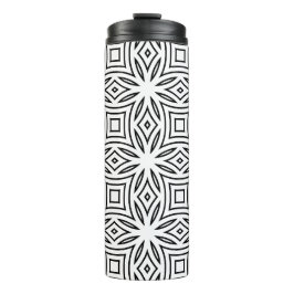 Zwart-wit bloemmotief geometrisch patroon thermosbeker