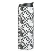 Zwart-wit bloemmotief geometrisch patroon thermosbeker (Gedraaid links)