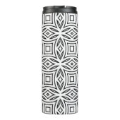 Zwart-wit bloemmotief geometrisch patroon thermosbeker (Achterkant)