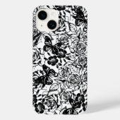 Zwart-wit bloemmotief iPhone case (Achterkant)