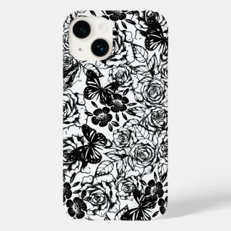 Zwart-wit bloemmotief iPhone case